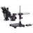 3.5X-45X Black Trinocular Stereo Zoom Microscope on Single Arm Boom Stand + 144 Direction Adjustable LED Ring Light
