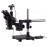 3.5X-180X Black Trinocular Stereo Zoom Microscope on Single Arm Boom Stand + 144 Direction Adjustable LED Ring Light & USB2.0 5MP Camera