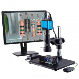 0.7X-5X Zoom 1080p 60fps 2MP Auto-focus HDMI Digital Inspection Microscope + Ring Light and C-mount Lens